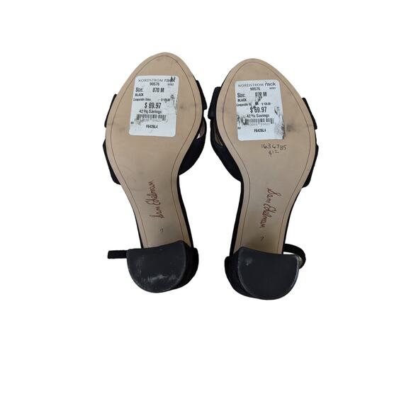 Sam Edelman Yancy Ankle Strap Heeled Sandals Suede Leather Black Size US 7 EU 37 - Picture 6 of 8